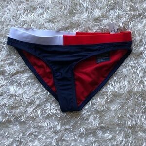 New Tommy Hilfiger Red White & Blue Bikini Bottoms Size M Girl